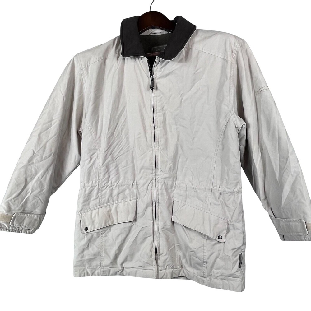 Pacific Trail Womens Petite XS VINTAGE 90s Beige Leather Collar Utility Jacket